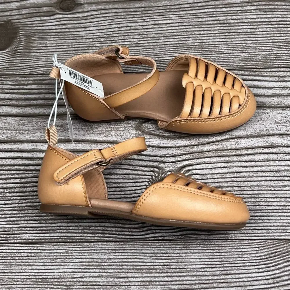 Old Navy  Faux Leather Leather Toddler Girl Ankle-Strap Hurrache Flats Sz 6